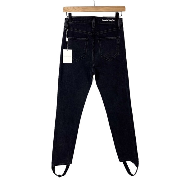 Favorite Daughter The Evelyn High Rise Straight Jeans Black Size 24 Stirrup - Picture 5 of 9